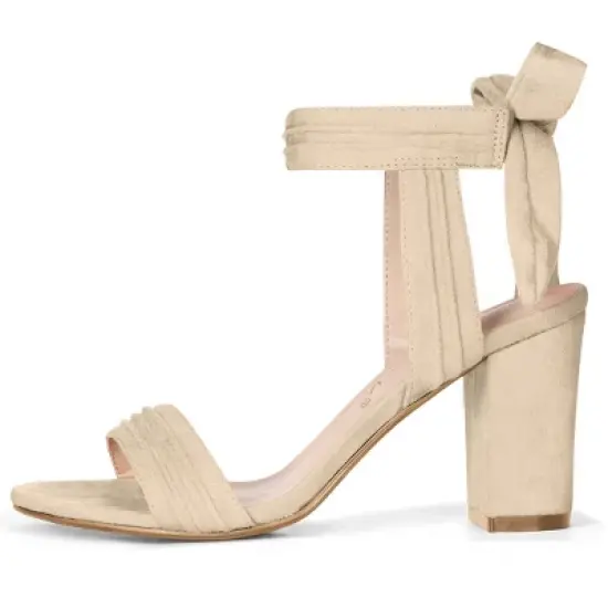 Allegra K Women's Open Toe Ankle Tie Back Chunky Heel Sandals image {6}