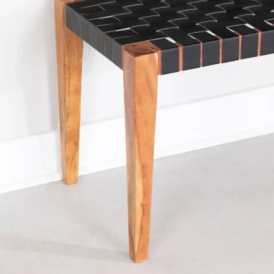 Balka Woven Leather Bench Matte Black - South Shore image {3}