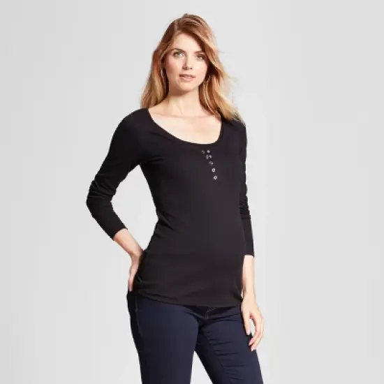 Long Sleeve Nursing Henley Maternity Top - Isabel Maternity by Ingrid & Isabel&trade; image {4}