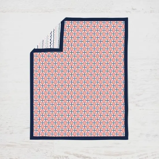 Bacati - Olivia Coral Navy 3 pc Crib Bedding Set image {2}