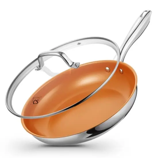 KOCH SYSTEME CS Fry Pan With Lid - Large Skillet Nonstick Frying Pan with Lid, Ceramic Coating image {7}