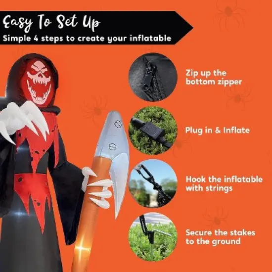 Joyfy 12FT Giant Halloween Inflatable Decoration, Scary Grim Reaper with Scythe for Halloween Indoor Outdoor Yard Lawn Garden Holiday Party Decoration image {5}