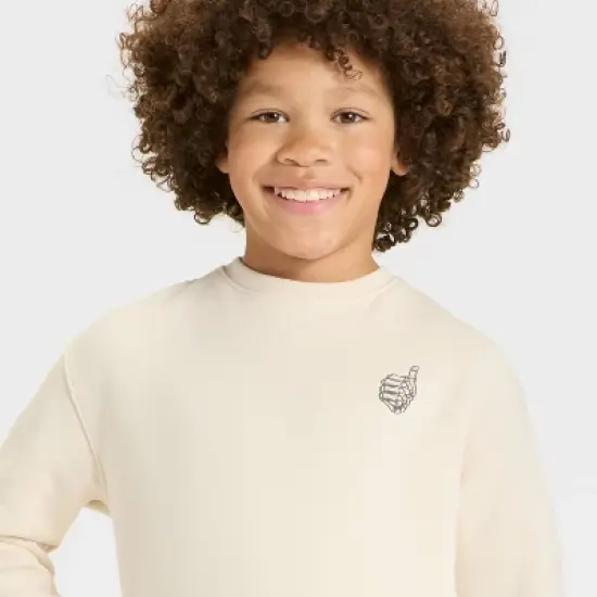 Boys' Stucco Halloween Skeleton Graphic Oversized Sweatshirt - Cat & Jack&trade; Beige image {1}