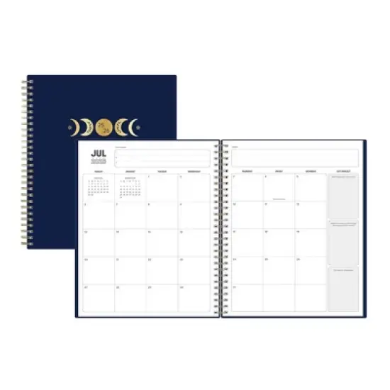 Blue Sky 8"x10" 2025-2026 Weekly/Monthly Spiral Planner Printed Phased Navy image {3}