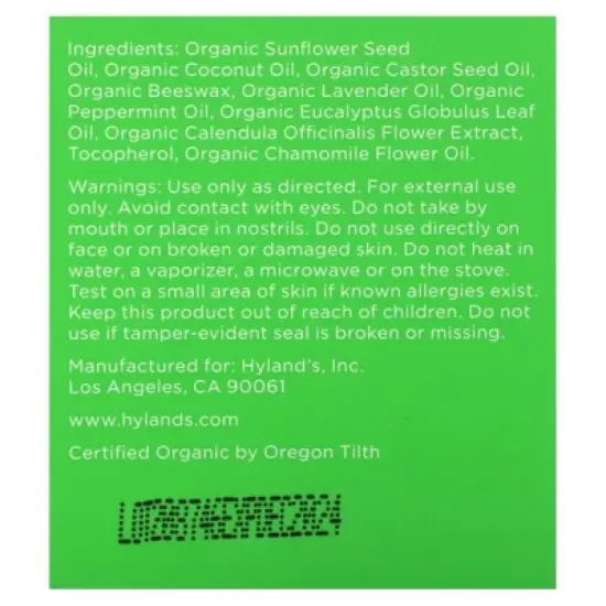 Hyland's Naturals Baby, Organic Chest Rub, 1.76 oz (50 g) image {2}