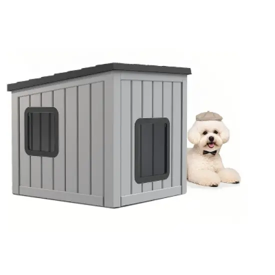 Yardgrace Plush Weatherproof Easy Assemble Sloping Roof Indoor Cat Shelter Bed image {6}