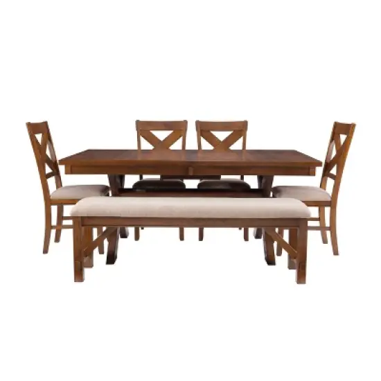 6pc Jackson Extendable Dining Table Set Hazelnut - Powell Company image {2}