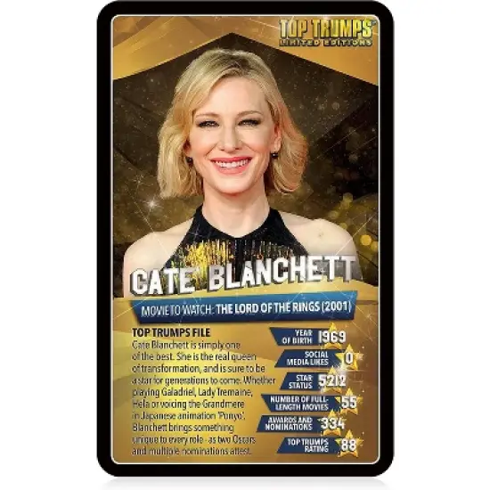 Top Trumps Movie Stars Card Game image {3}