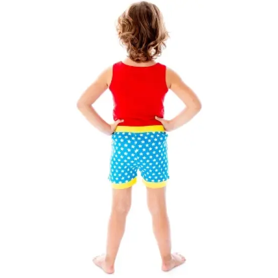 DC Comics Girls Wonder Woman Pajamas Tank Top And Shorts Pajama Set WW Logo image {1}