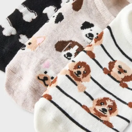 Women's Dogs 3pk Liner Socks - Oatmeal Heather/Black/Ivory 4-10 image {2}