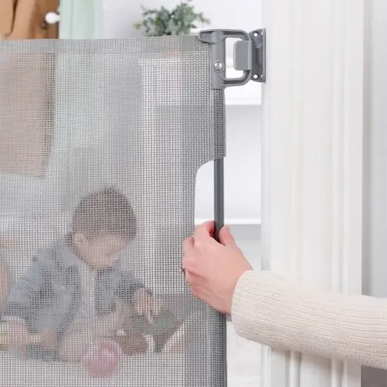 Regalo Fabric Retractable Baby Gate - Gray image {3}