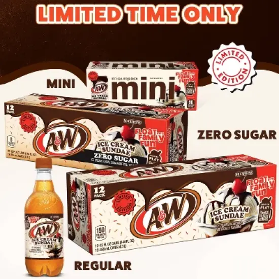 A&W Ice Cream Sundae Zero Sugar Soda - 12pk/12 fl oz Cans image {4}