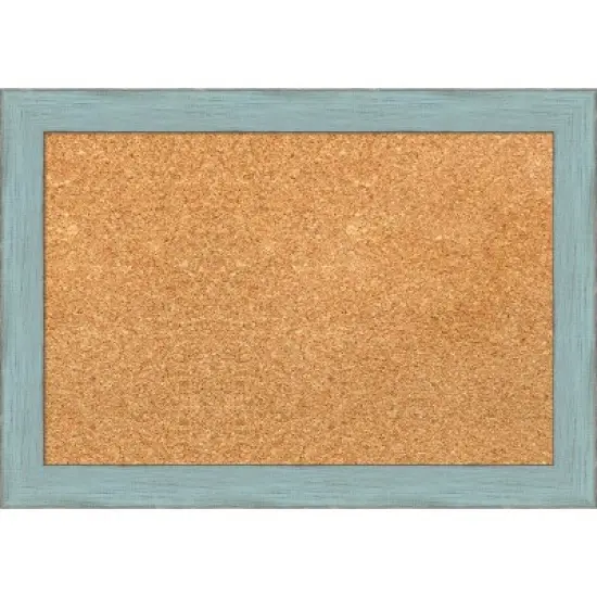 Amanti Art Sky Blue Rustic Wood Framed Corkboard, Natural Cork image {6}