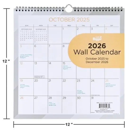 See It Bigger 15 Month Monthly Undated Wall Calendar 12"x12" image {3}