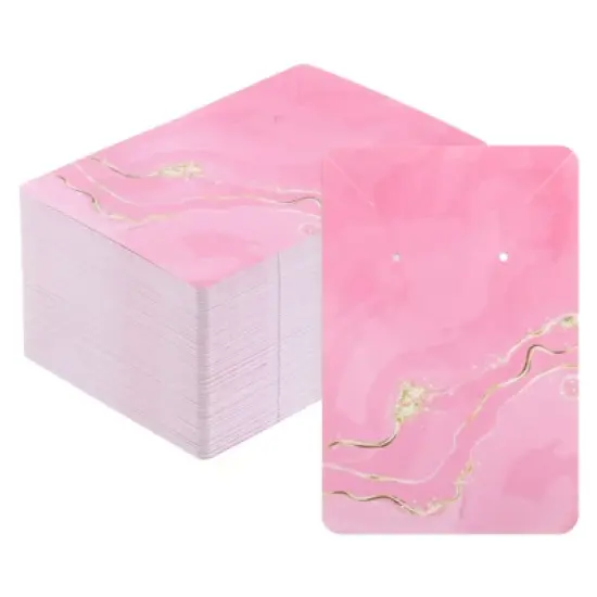 Unique Bargains Rectangle Paper Cardboard Hair Clip Earring Display Cards 100 Pcs Pink image {6}