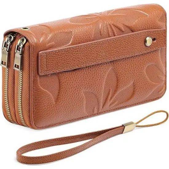 Ladies' clutch bag with anti-theft wrist strap,leather wallet,large-capacity credit card holder,handle-style carry strap image {6}