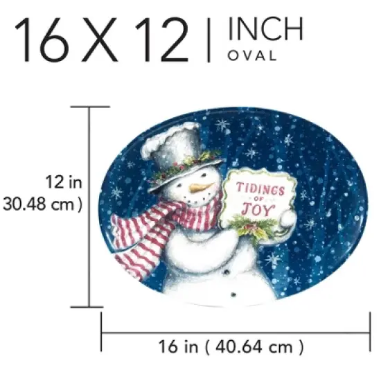 Certified International Snowman Greetings Oval Serving Platter image {2}