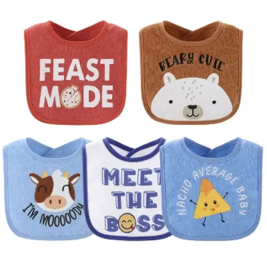 The Peanutshell Terry Baby Bib Set for Boys, 10-Pack, Feeding, Teething, Drooling, Oh Boy! image {2}