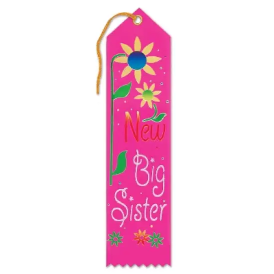 Beistle New Big Sister Award Ribbon, 2" x 8", (6/Pkg) Multicolored image {4}