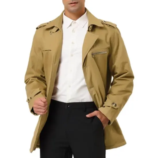 Lars Amadeus Men's Trench Jacket Single Breasted Notch Lapel Winter Coat image {2}