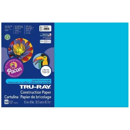 Pacon Tru-Ray 12" x 18" Construction Paper Atomic Blue 50 Sheets/Pack (P103401) image {1}