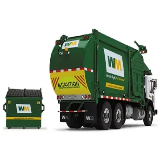 Mack TerraPro "Waste Management" Garbage Truck w/Wittke Front Load White & Green w/Garbage Bin 1/34 Diecast Model by First Gear image {1}