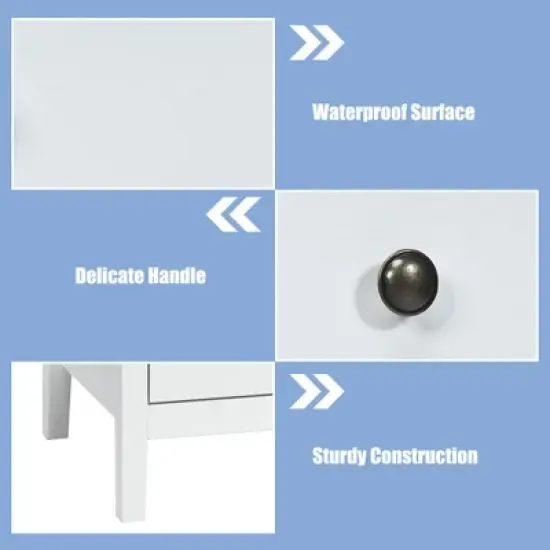 Costway Nightstand Beside End Side Table Accent Table Organizer W/3 Drawers White image {9}