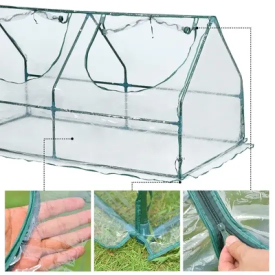 Aoodor 6' x 3 ' x 3' Portable Mini Greenhouse PE Cover 2 Zipper Door image {3}