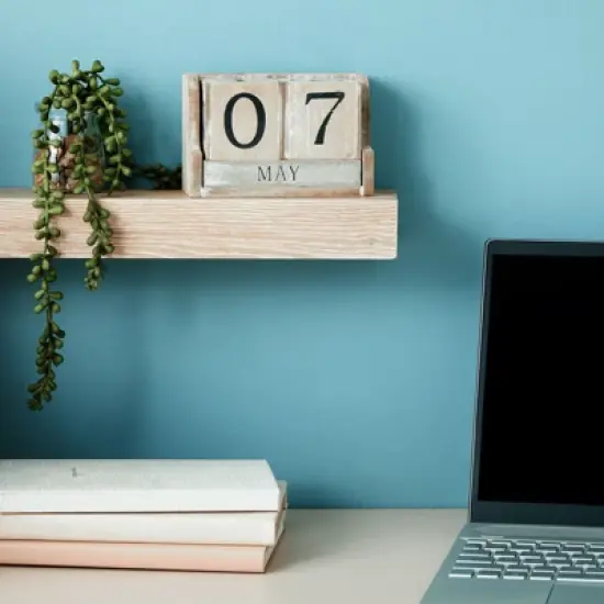 Juvale Wooden Perpetual Block Calendar for Desk, Wood Month Date Display Blocks Rustic-Style Farmhouse-Themed Office Decor, 5 x 4 In image {3}