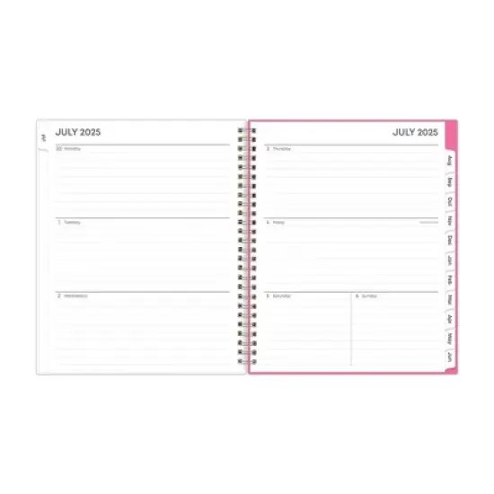 Blue Sky 7"x9" 2025-2026 Weekly/Monthly Wirebound Planner Printed Pink and Orange Block image {4}