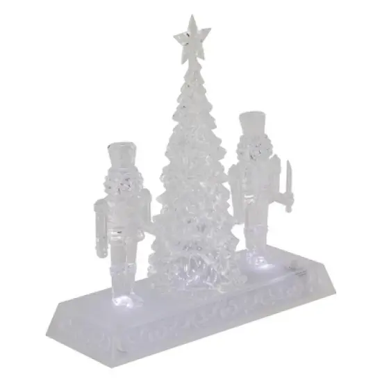 Northlight LED Lighted Icy Crystal Nutcracker and Christmas Tree Decoration - 9" - White Lights image {3}
