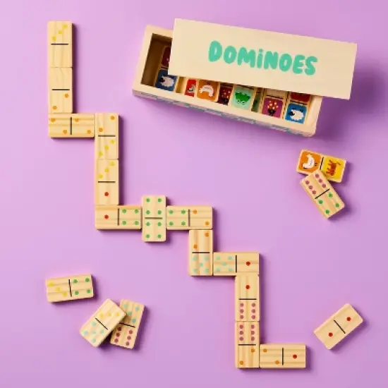 Wooden Family Dominoes - Gigglescape&trade;: Classic Tile Game, 28 Pieces, Ages 4+, Family Fun image {1}