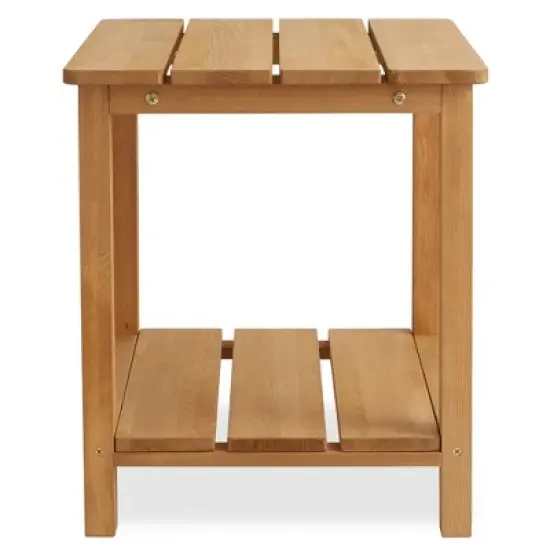Casafield Adirondack Side Table, Cedar Wood Outdoor End Table with Shelf for Patio, Deck, Lawn, and Garden image {2}