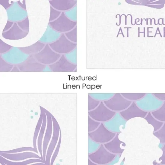 Big Dot of Happiness Let's Be Mermaids - Unframed Purple & Teal Mermaid Tail Nursery or Kids Room Linen Paper Wall Art Set of 4 Artisms 8 x 10 inches image {5}