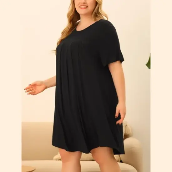 Agnes Orinda Women's Plus Size Comfort Solid Short Sleeve Nightgown image {1}