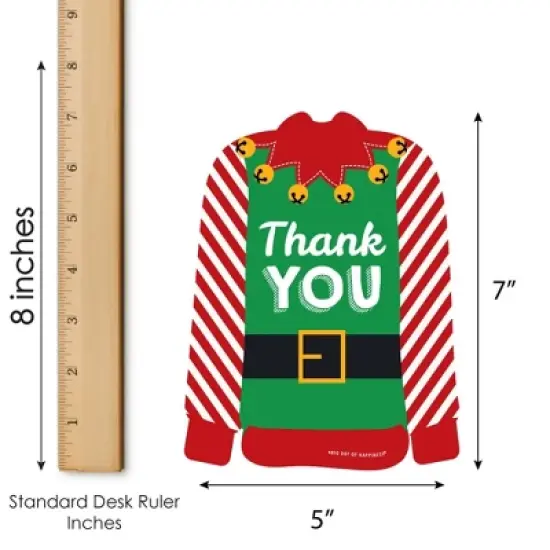 Big Dot of Happiness Ugly Sweater - Shaped Thank You Cards - Holiday and Christmas Party Shaped Thank You Cards with Envelopes - Set of 12 image {4}