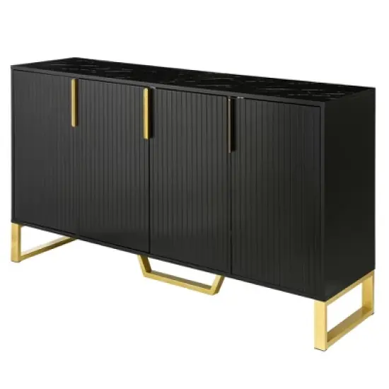 Modern Buffet Sideboard Cabinet with Metal handles & Legs and Adjustable Shelves-ModernLuxe image {8}