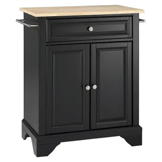LaFayette Natural Wood Top Portable Kitchen Island - Black - Crosley image {1}