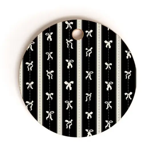 marufemia Coquette bows black and white Cutting Board - Round image {3}