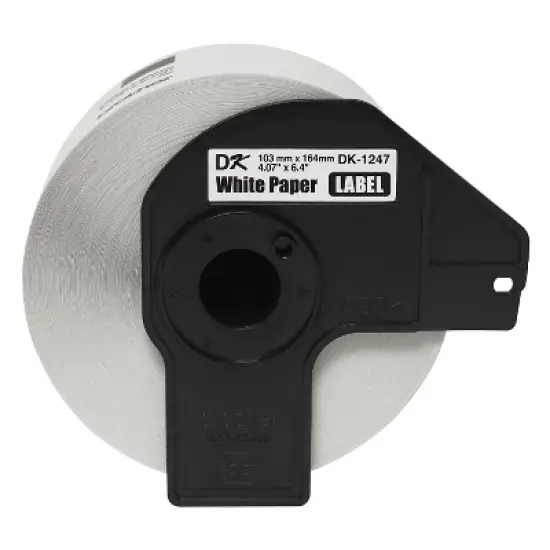 Brother DK1247 Label Tape 4.07" x 6.4" Black on White 180/Roll image {1}