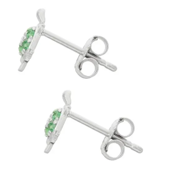 0.254 CT. T.W. Children's Green Cubic Zirconia Turtle Stud Earrings In Sterling Silver image {1}