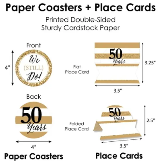 Big Dot of Happiness We Still Do - 50th Wedding Anniversary - Anniversary Party Paper Charger & Table Decorations Chargerific Kit for 8 image {6}