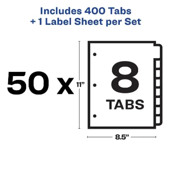 Avery Print & Apply Clear Label Dividers w/White Tabs 8-Tab Letter 50 Sets 11557 image {5}