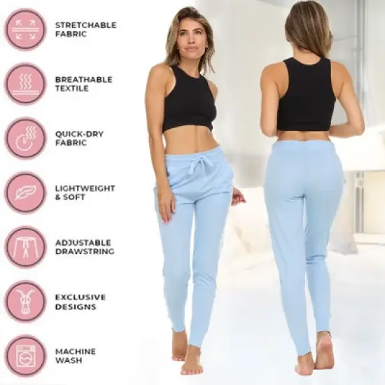 Womens Running Workout Yoga Leggings with Pockets and Elastic Cuff, Up to 2XL, Pack of 3 image {2}