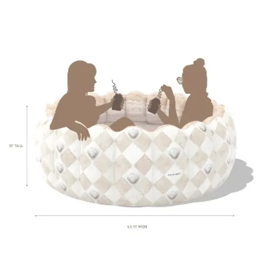 MINNIDIP Exclusive Resort Collection Tufted Pool 125 gal Novelty Kiddie Pool - Travertine Shells: PVC Inflatable with Drain Plug image {3}