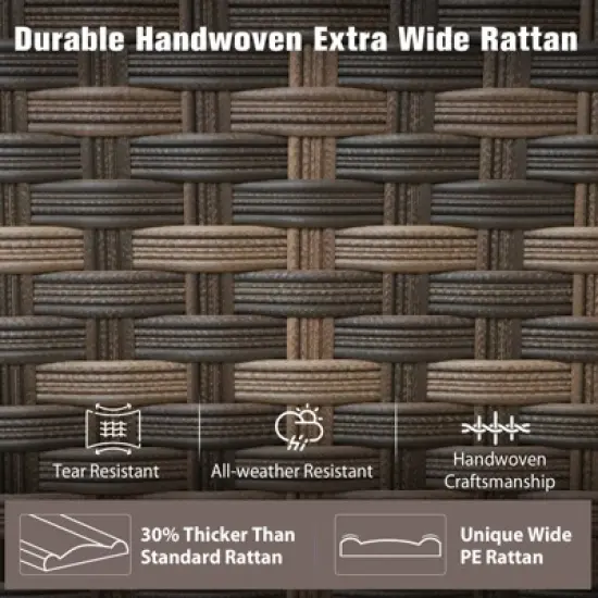 EAGLE PEAK Harbor Haven 2 PCS Hand-Woven Wicker Patio Chair with All Weather Resistant Deep Seat & Wide Rattan, Patio Furniture Chairs image {6}