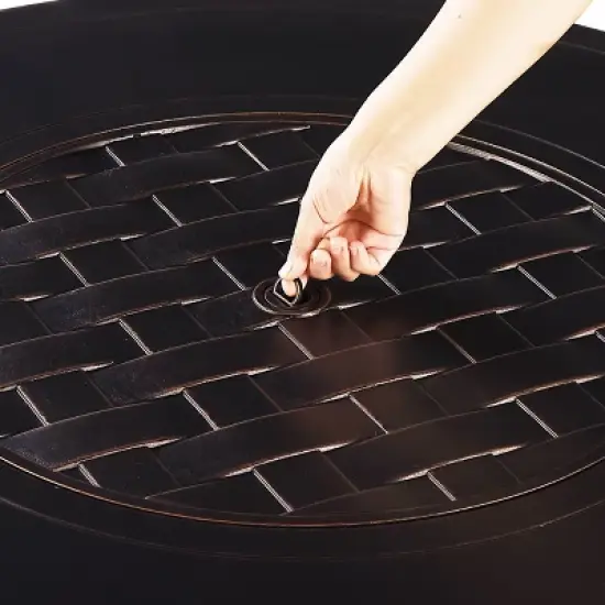 5pc Outdoor Fire Table Set with 44" Round Fire Table, 4 Deep Seating Swivel Rocking Chairs & Table Fabric Covers - Oakland Living image {6}