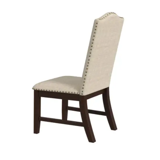 HomePop Set of 2 Scalloped Back Dining Chairs Beige: Upholstered, Plywood Frame, Spot Clean, Polyester image {1}