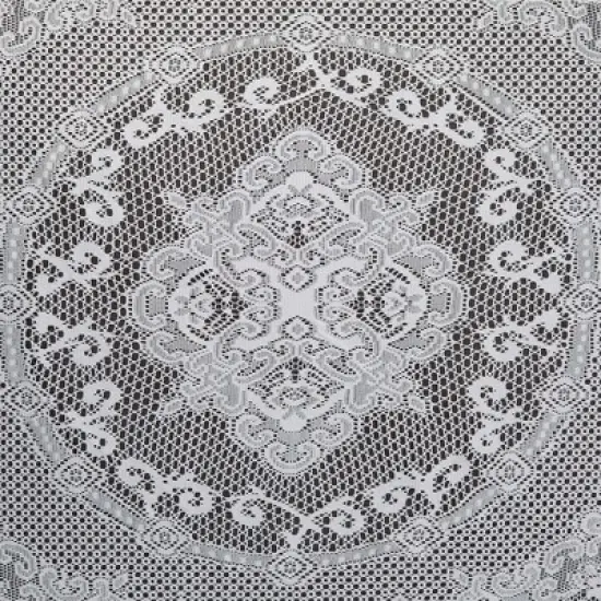 Juvale Round White Lace Vintage Tablecloth, Floral Pattern for Wedding Reception, Christmas Party (59 In) image {4}