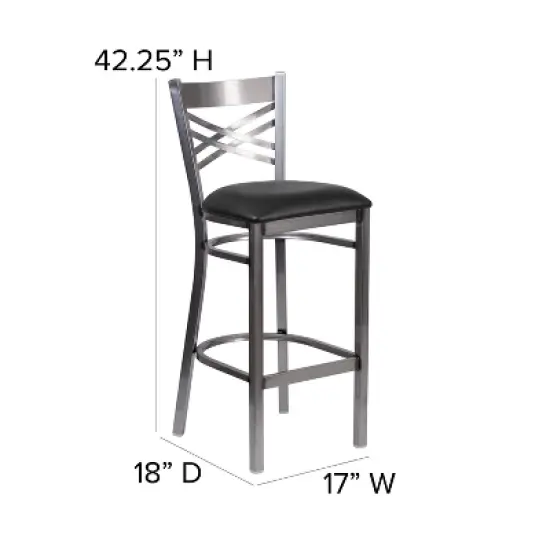 Flash Furniture Clear Coated ''X'' Back Metal Restaurant Barstool image {3}